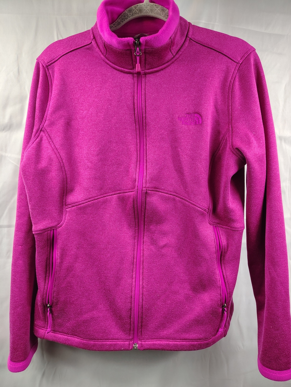 The North Face Women's Fuchsia Pink Zip-Up Jacket, Fleece Inside, Extra Large